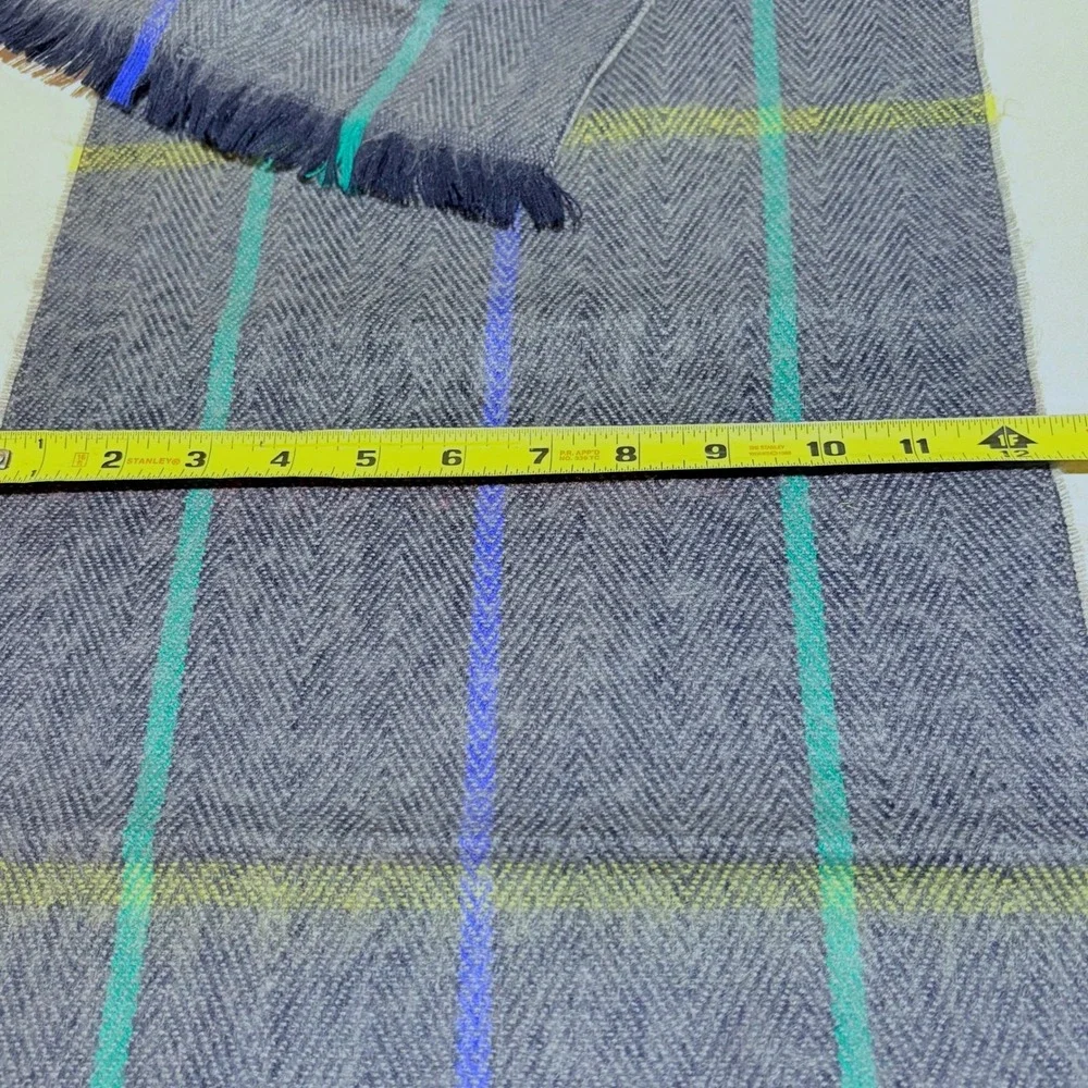 Cashmere Feel Mens Plaid Fringe Scarf 12 X 32 Acrylic Preppy Academia Classic